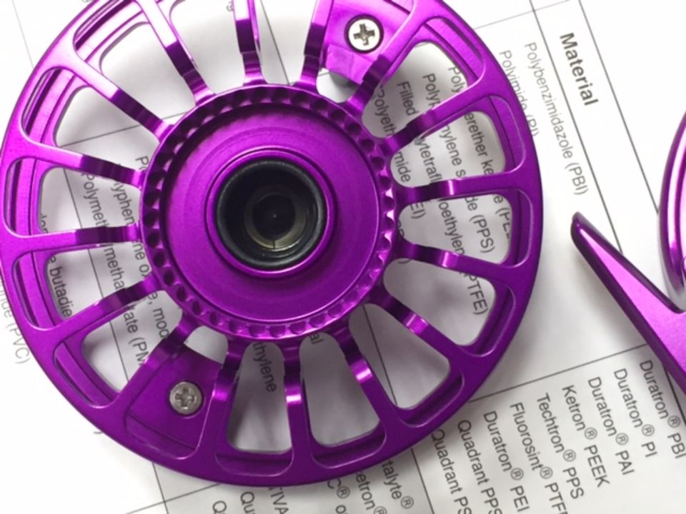 Plastic spindle bushing in a fly fishing reel made from Ketron® HPV PEEK Plastic spindle bushing in a fly fishing reel made from Ketron® HPV PEEK